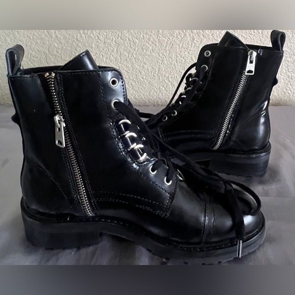 Allsaints Lira Black Leather Combat Boots 38 New - Picture 8 of 10